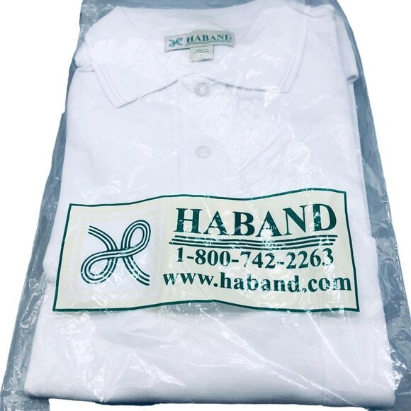 Haband short sleeve shirt white collar mid button down medium READ new - Picture 1 of 7
